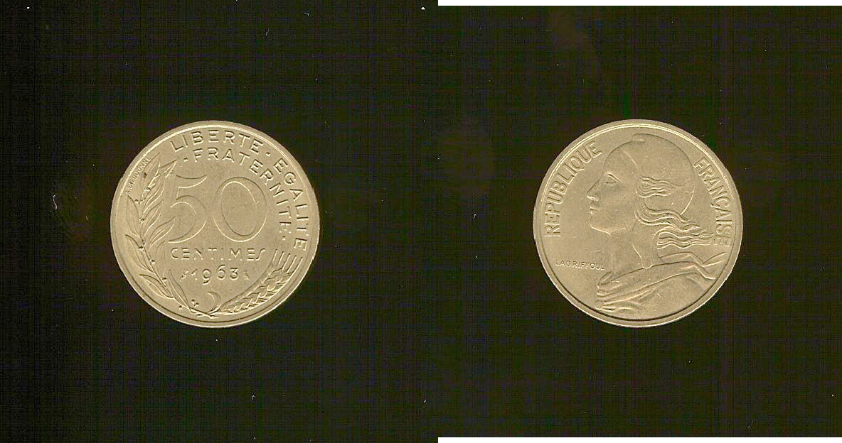 50 centimes Marianne, col à quatre plis 1963 Paris SUP